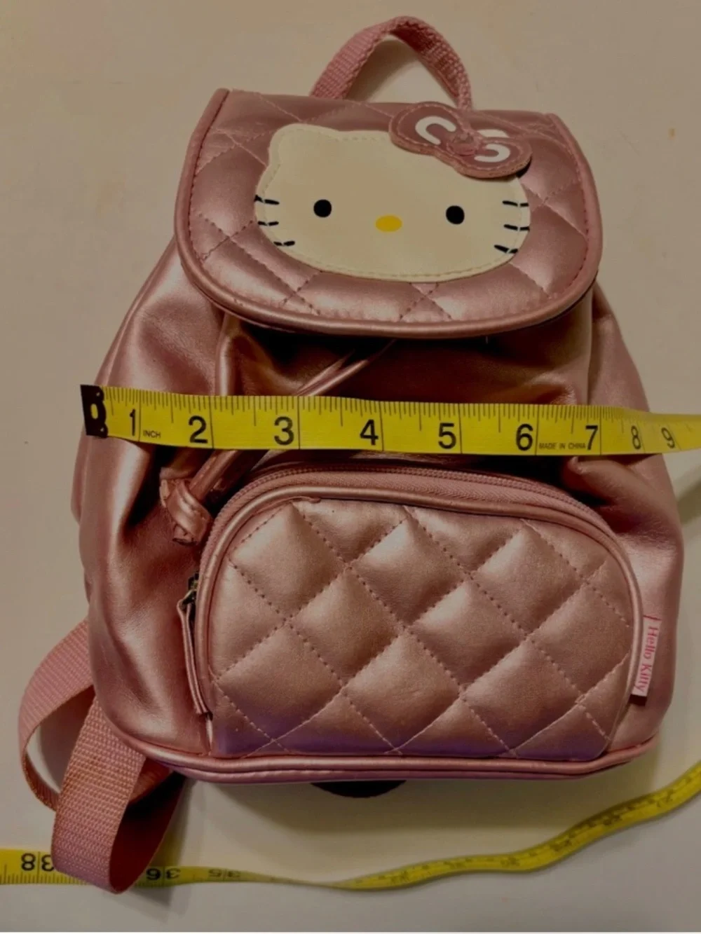 Vintage Sanrio Hello Kitty Pink Quilted Faux Leather Mini Backpack Y2K 2006 Rare